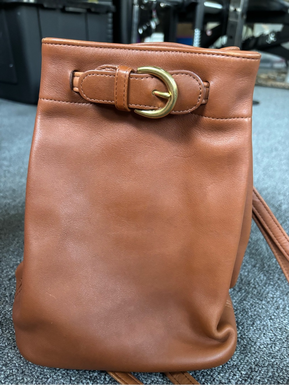 Vintage Coach Cornelia Tan/Camel Leather Drawstring Bucket Bag Backpack 4162 USA